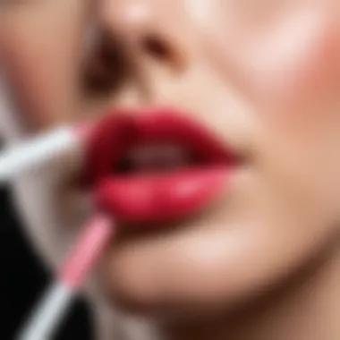 A close-up of lip gloss being applied, showcasing effective techniques.