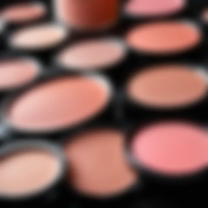 Close-up of skin tone matching blush colors