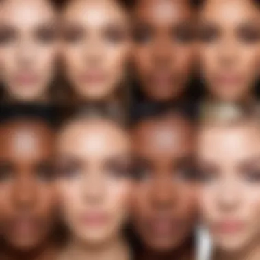 A collage of different skin tones with suitable makeup options