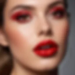 A vibrant close-up of a bold red lipstick on a pristine surface, capturing the essence of beauty.