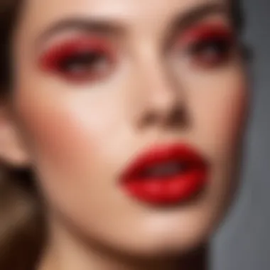 A vibrant close-up of a bold red lipstick on a pristine surface, capturing the essence of beauty.