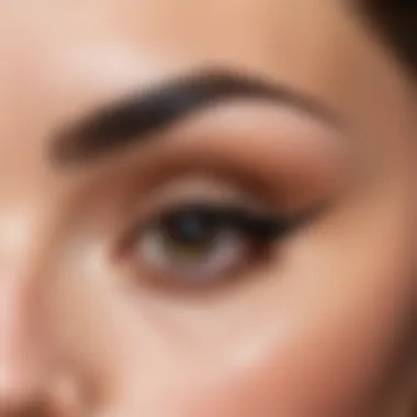 Close-up of permanent makeup application on tattoo