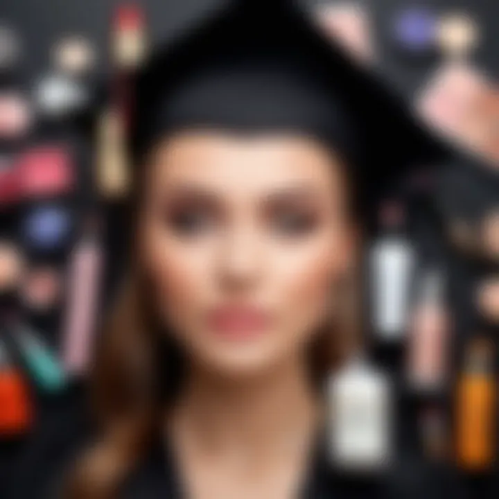 Selection of beauty products for graduation makeup