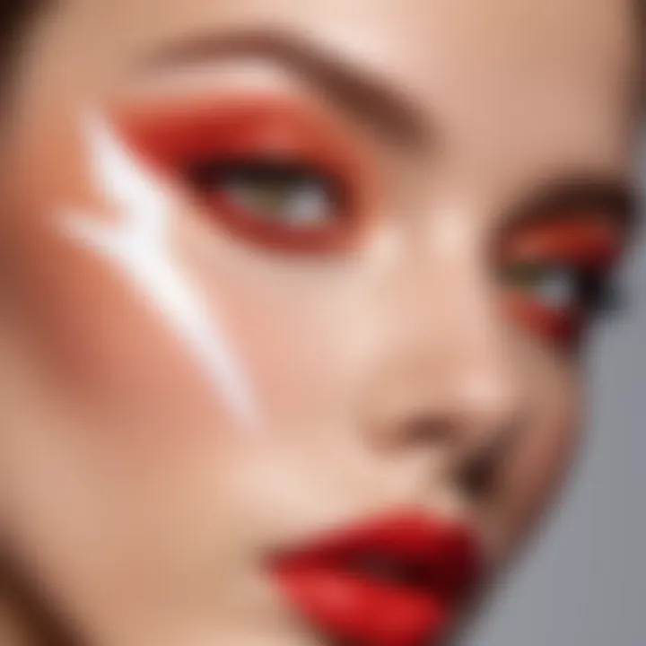 A striking look featuring bold white eyeliner paired with vibrant eyeshadow.