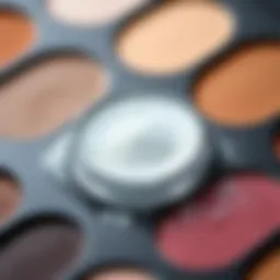 Glistening white glitter eyeshadow on a makeup palette