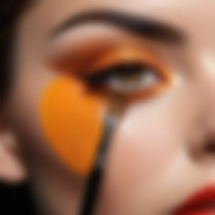 Close-up of a blending brush in use.