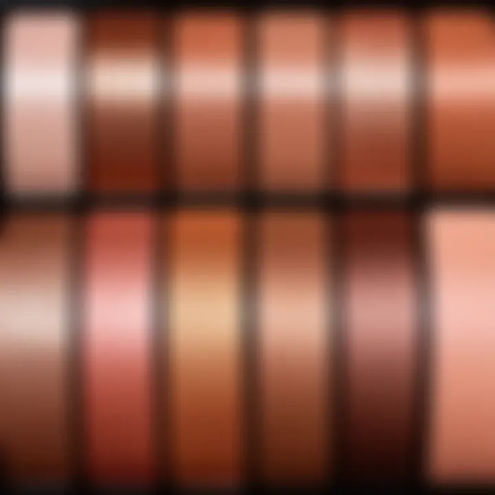 Swatches of different bronze blush colors on skin.