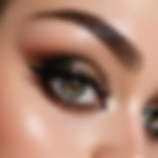 Close-up view of a smoky eye makeup technique applied on the eyelid