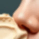 Close-up of nose contouring materials showcasing their textures