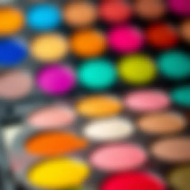 A vibrant color palette for makeup selection.