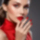 Elegant red dress paired with a sophisticated nail polish color