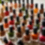 A selection of nail polish bottles in rich earthy tones