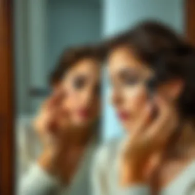 Admiring Natural Makeup Woman admiring her natural makeup in a mirror
