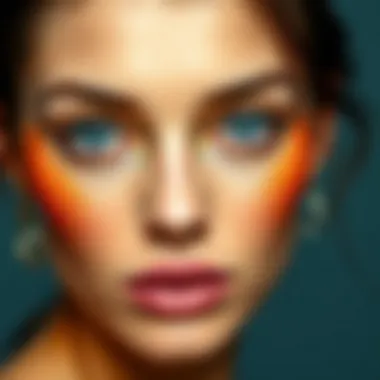 Close-up of luminous skin with makeup techniques