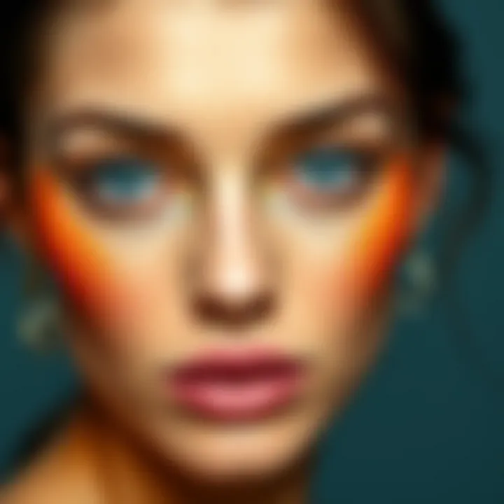Close-up of luminous skin with makeup techniques