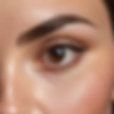 Close-up of a perfectly styled eyebrow with gel applied