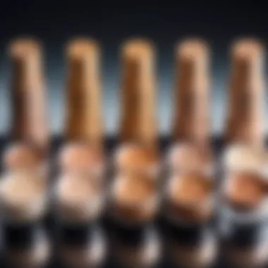 A close-up of different concealer formulas including cream, liquid, and stick.