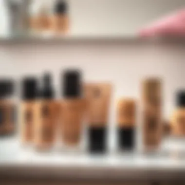 Choosing the Right Foundation A selection of foundation bottles on a vanity
