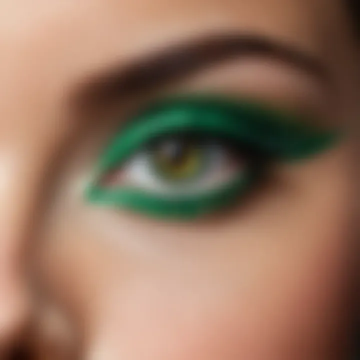 Various styles of green eye makeup showcasing creativity and flair