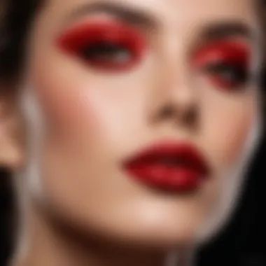 Artistic depiction of crimson lipstick blending with cultural elements