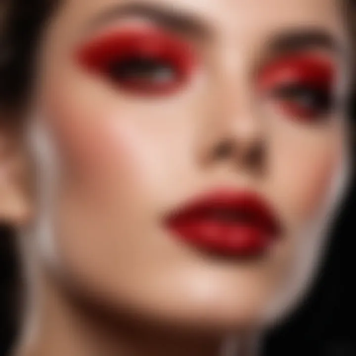 Artistic depiction of crimson lipstick blending with cultural elements