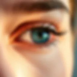 Close-up view of stunning ocean blue eyes reflecting natural light