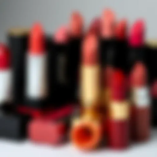 A collection of various lip colors arranged aesthetically.