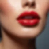 Close-up of lip oil application on a smooth surface