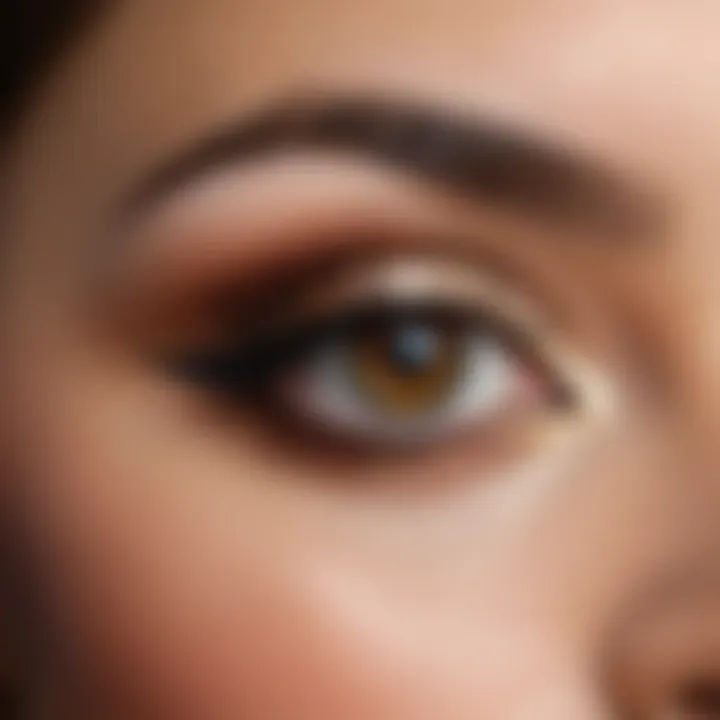 Close-up of eye makeup application