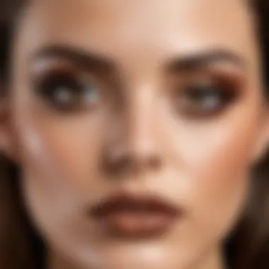 A model showcasing an eye makeup look with earthy tones