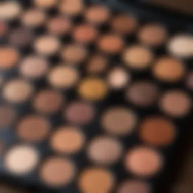 A close-up of earthy eyeshadow palettes showcasing warm tones