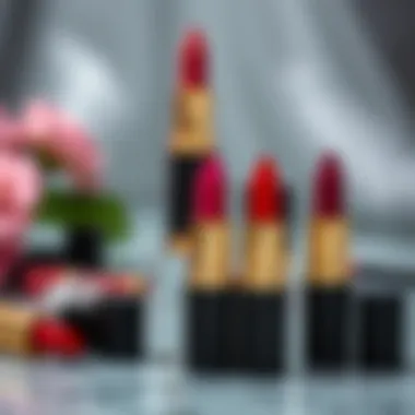 Elegant Lip Colors for Special Occasions Elegant setting with a variety of lip colors, perfect for special occasions and events