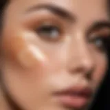 Close-up of concealer application under the eye