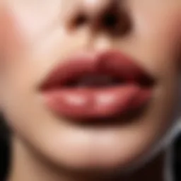 A close-up of beautifully defined lips showcasing lip liner application.