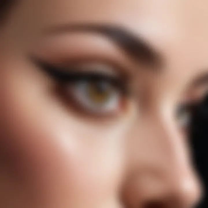 Artist applying eyeliner with precision on eyelid