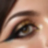 Close-up of shimmering eyeliner in various shades