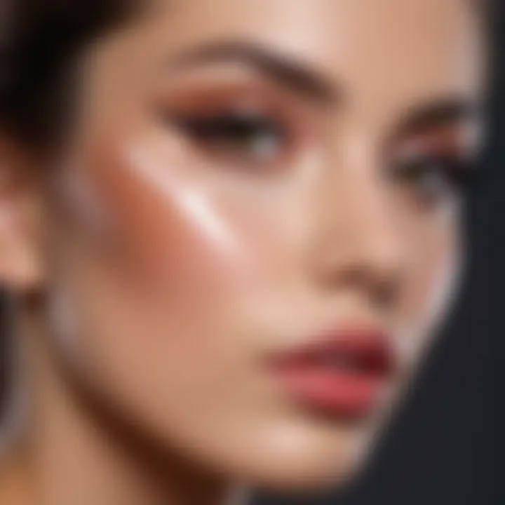 Demonstration of makeup application techniques on a flawless complexion