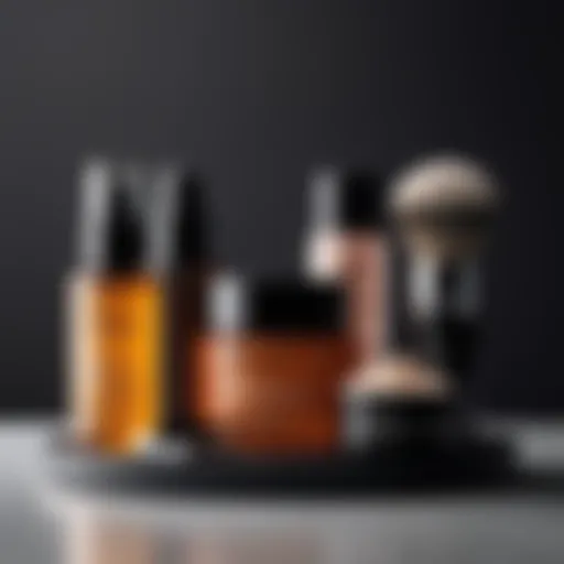 A modern grooming setup featuring a variety of cosmetic products.