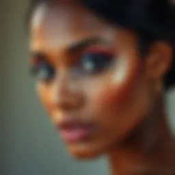 Elegant makeup look for dark skin tones