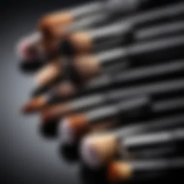 Essential makeup brushes laid out elegantly