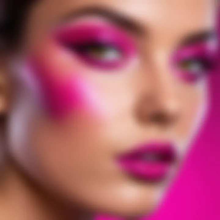 Bold fuchsia makeup with dramatic eyeliner