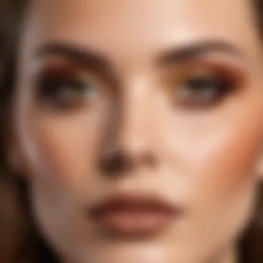 A model demonstrating an earthy-toned makeup application technique