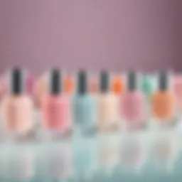 Elegant arrangement of French nail polish bottles in pastel shades