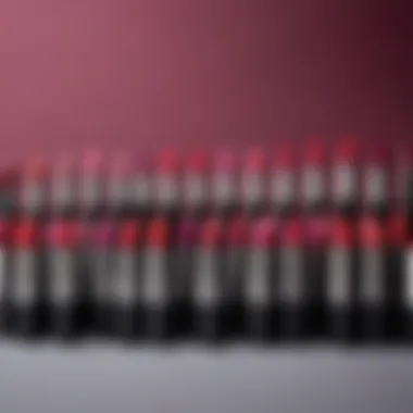 An array of gül kurusu lipstick tubes arranged artistically against a backdrop