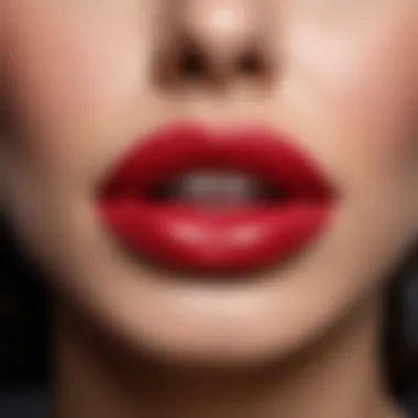 Close-up of lips coated in gül kurusu lipstick highlighting a unique finish