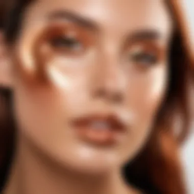 Model displaying radiant skin with copper highlighter