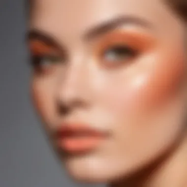 Model with flawless peach tone makeup applied for a natural look