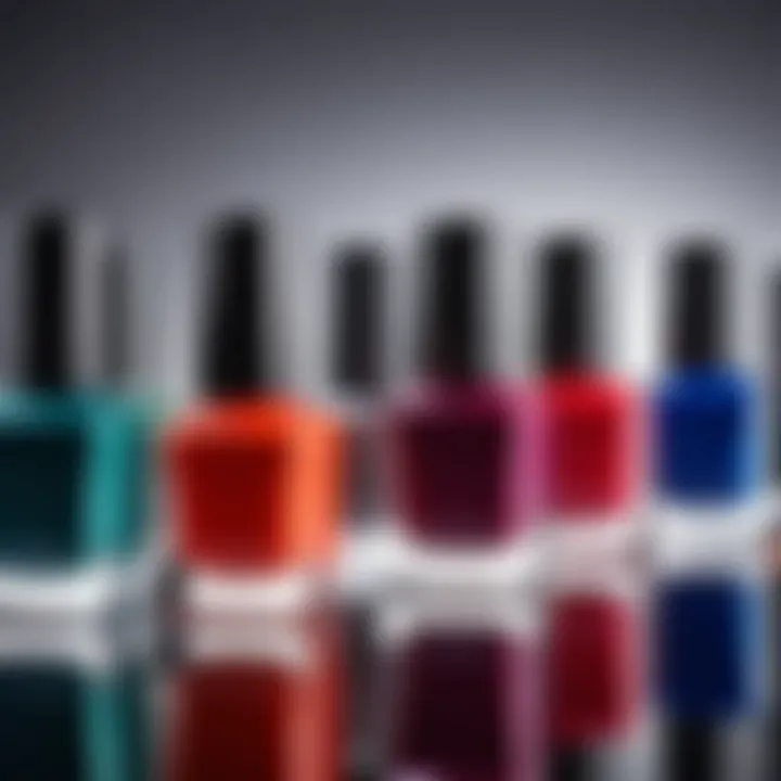 A colorful array of trendy nail polish colors reflecting current fashion.