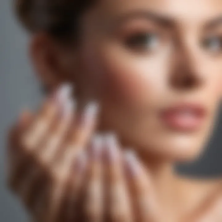 Elegant French manicure showcasing natural nail enhancement with a delicate white tip.