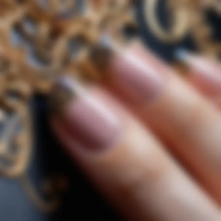 Close-up of intricate nail art showcasing French style